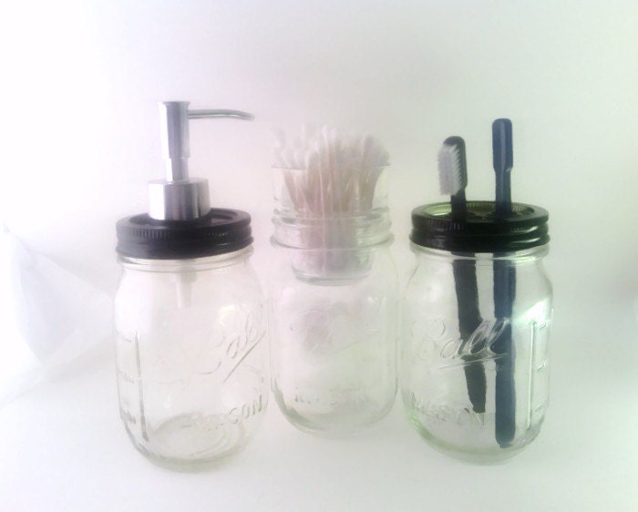 Black Mason Jar Bath Set Ball Jar Bath Set Mason Jar Soap