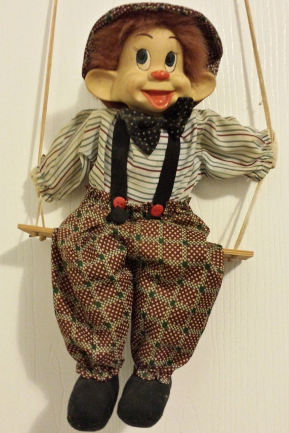 Items similar to Vintage clown puppet marionette #3 (large) with ...