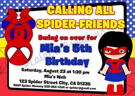 Spider Girl Invitations 7