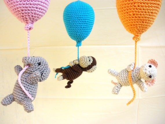 Crib Mobile - Crochet Mobile - Balloon Mobile - Baby Mobile - Nursery Decoration - Nursery Furniture - Baby Shower - Newborn Gift by Crochetonatree