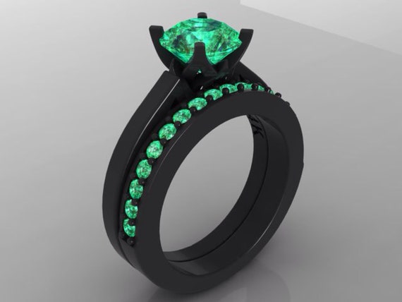 Emerald engagement rings black gold