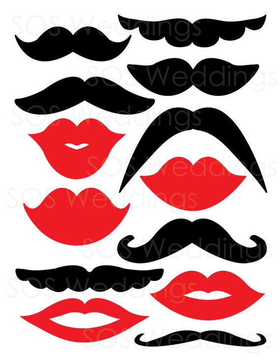 Mustaches and Lips Photobooth Props Wedding Photo Booth