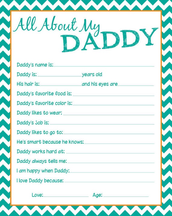 Items similar to Daddy questionnaire, Perfect For Father's Day on Etsy