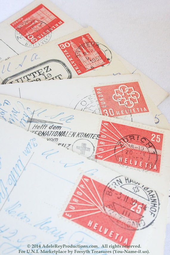 VINTAGE Stamps & Postcards Switzerland by ForsythTreasures