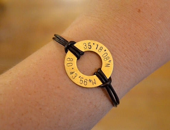 Latitude And Longitude Coordinates Washer Bracelet Gold   Il 570xN.659666475 G3bx 