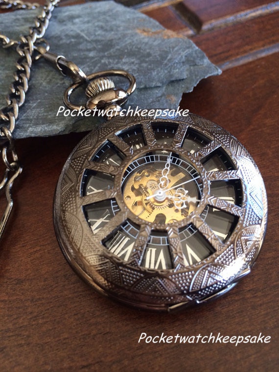 Engraveable Pocket Watch with Vest Chain by PocketwatchKeepsakes