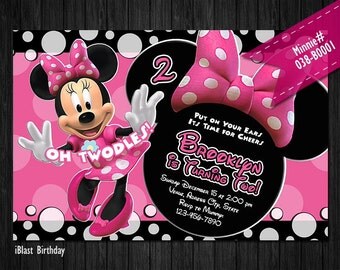 Minnie Mouse Invitations for Minnie Birthday - DIGITAL Minnie invitation, Minnie photo invite