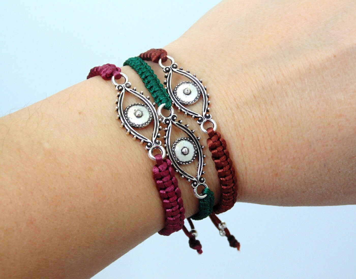 Evil Eye Bracelets set of three Lucky Eye Macrame Bracelet