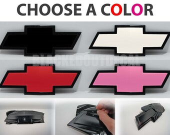 2 Universal Chevy Bowtie Vinyl Sheets Emblem Decal Overlay Silverado Tahoe Suburban