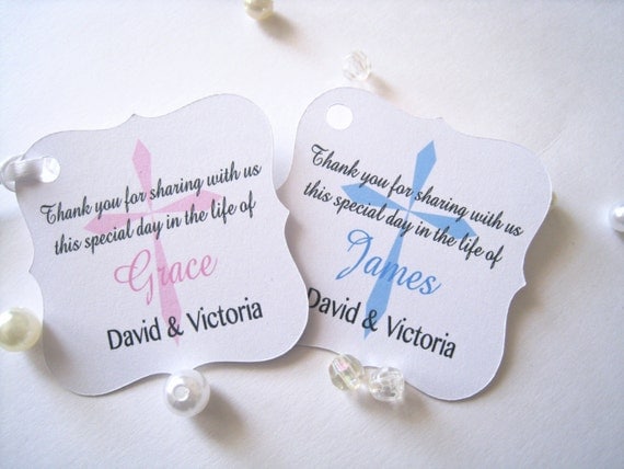 Baptism favor tags baby christening tags by PaperLovePrints