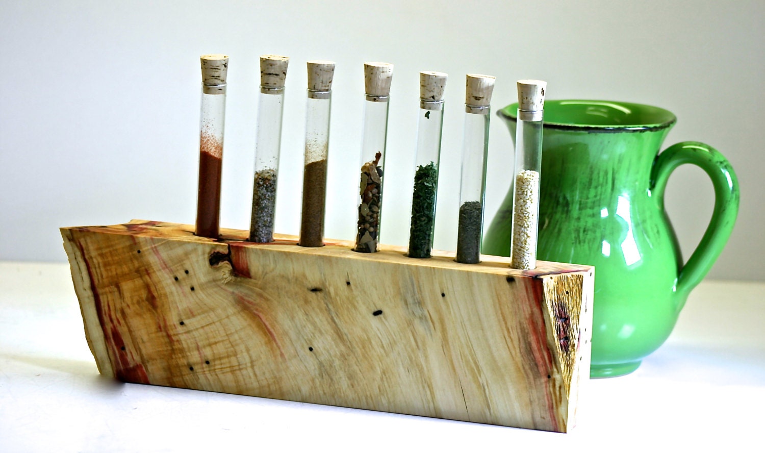 Test Tube Spice Rack Salvaged Live Edge Flaming Red Box Elder