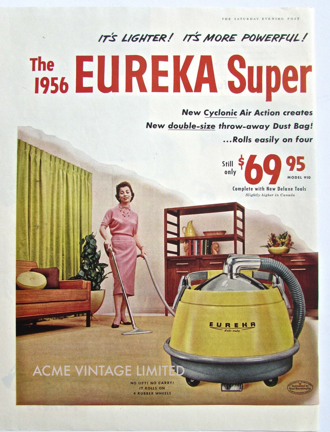 1956 Vintage Ad VACUUM CLEANER Original Vintage Magazine