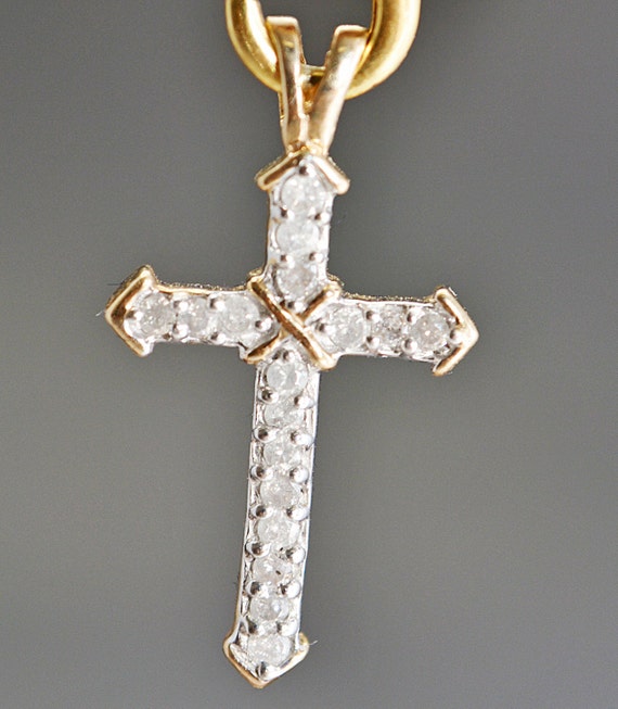 10K Gold & Diamond Cross Pendant Cross Gold by KimsJewelryLove