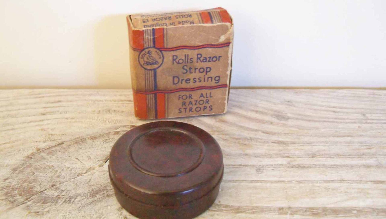 Vintage Rolls Razor Strop Dressing Original Box Brown Bakelite