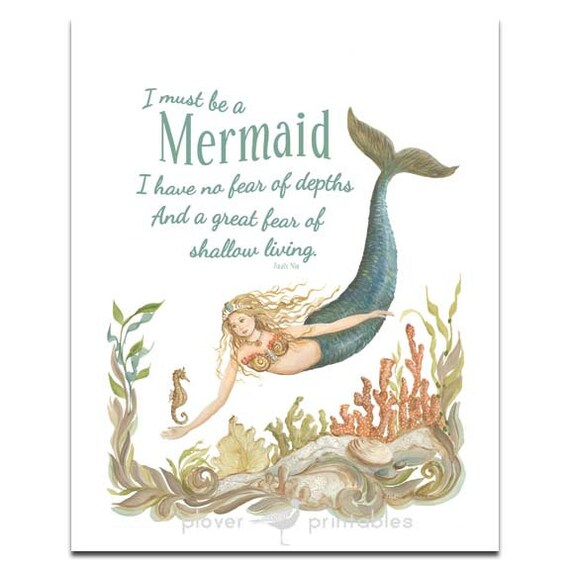 items similar to mermaid art printable coastal decor digital download