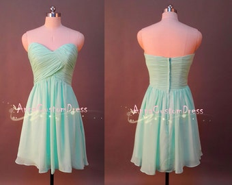 Short Mint Bridesmaid Dress/Simple Custom Wedding Party Dress/Coral ...