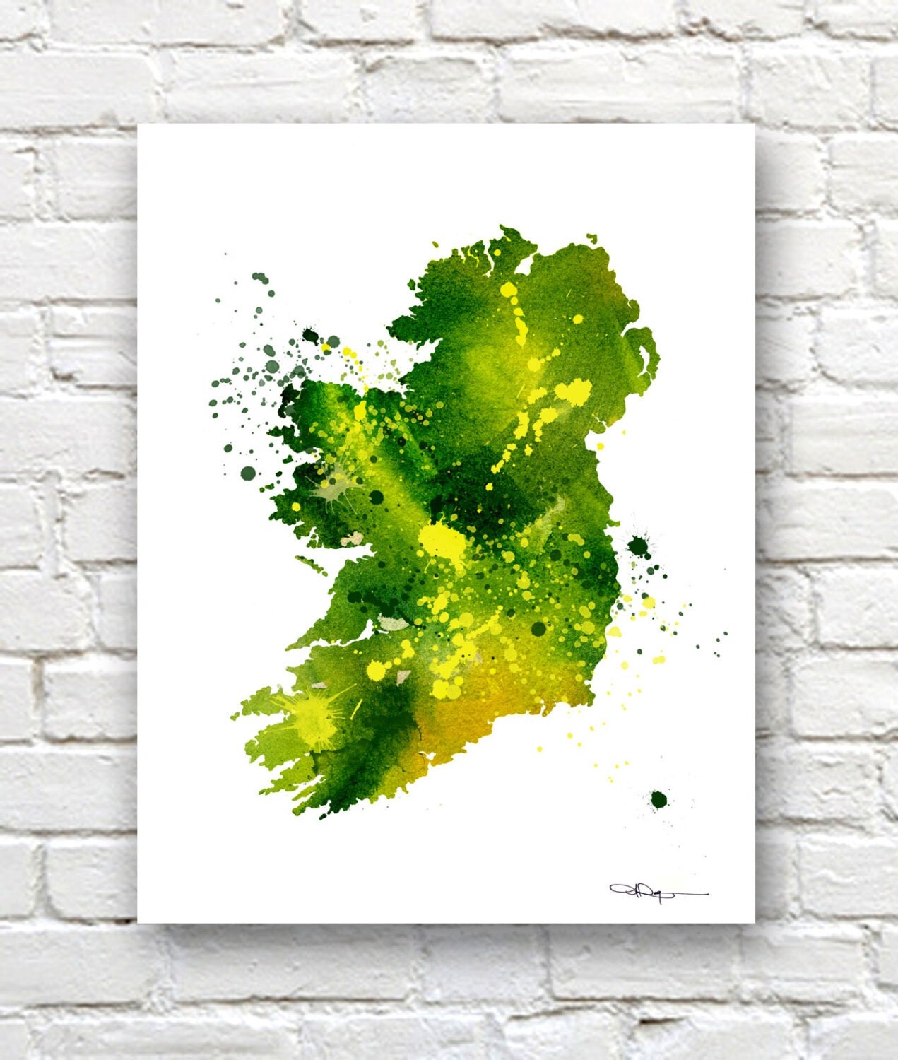 Ireland Map Art Print Abstract Watercolor Wall Decor