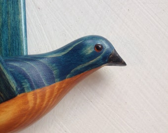 Hand Carved Blue Bird, Bird Art, Wooden Bird, Bluebird, Hand Made Bird, Fathers day gift