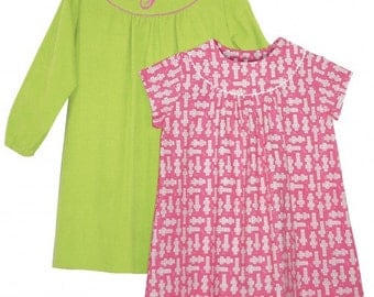 CHILDREN'S CORNER pattern "Rose" Girl Round Yoke Dress Short and Long Fitted Sleeve Size 5-8