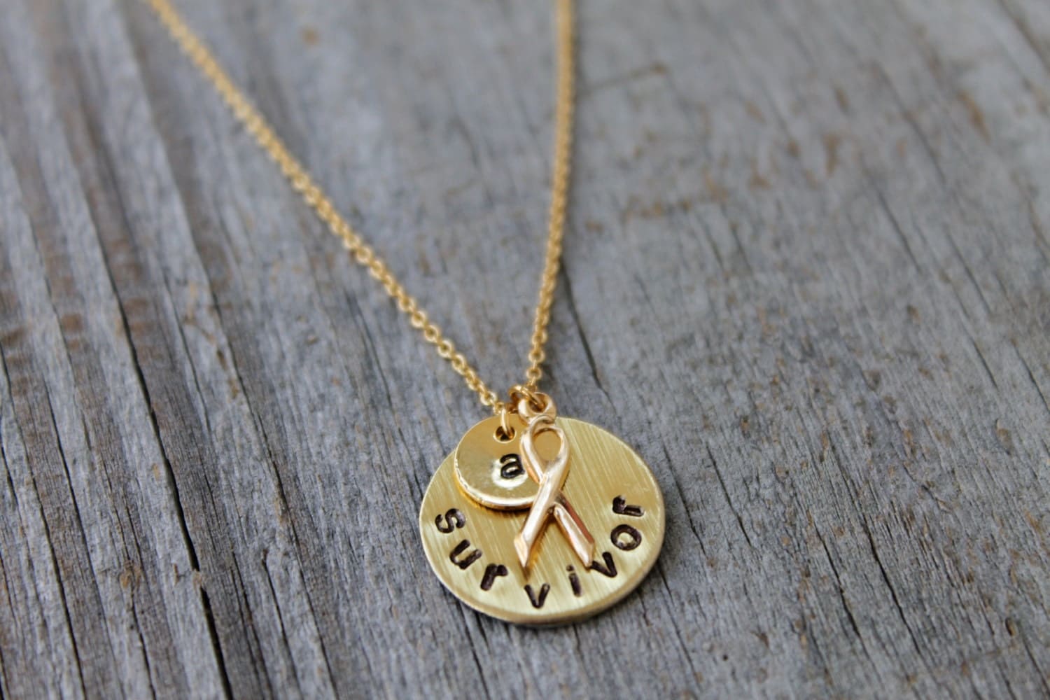 Gold Cancer Survivor Necklace Gold Filled Survivors Necklace