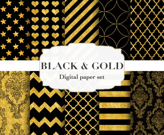 Download Black gold digital paper: BLACK AND GOLD black