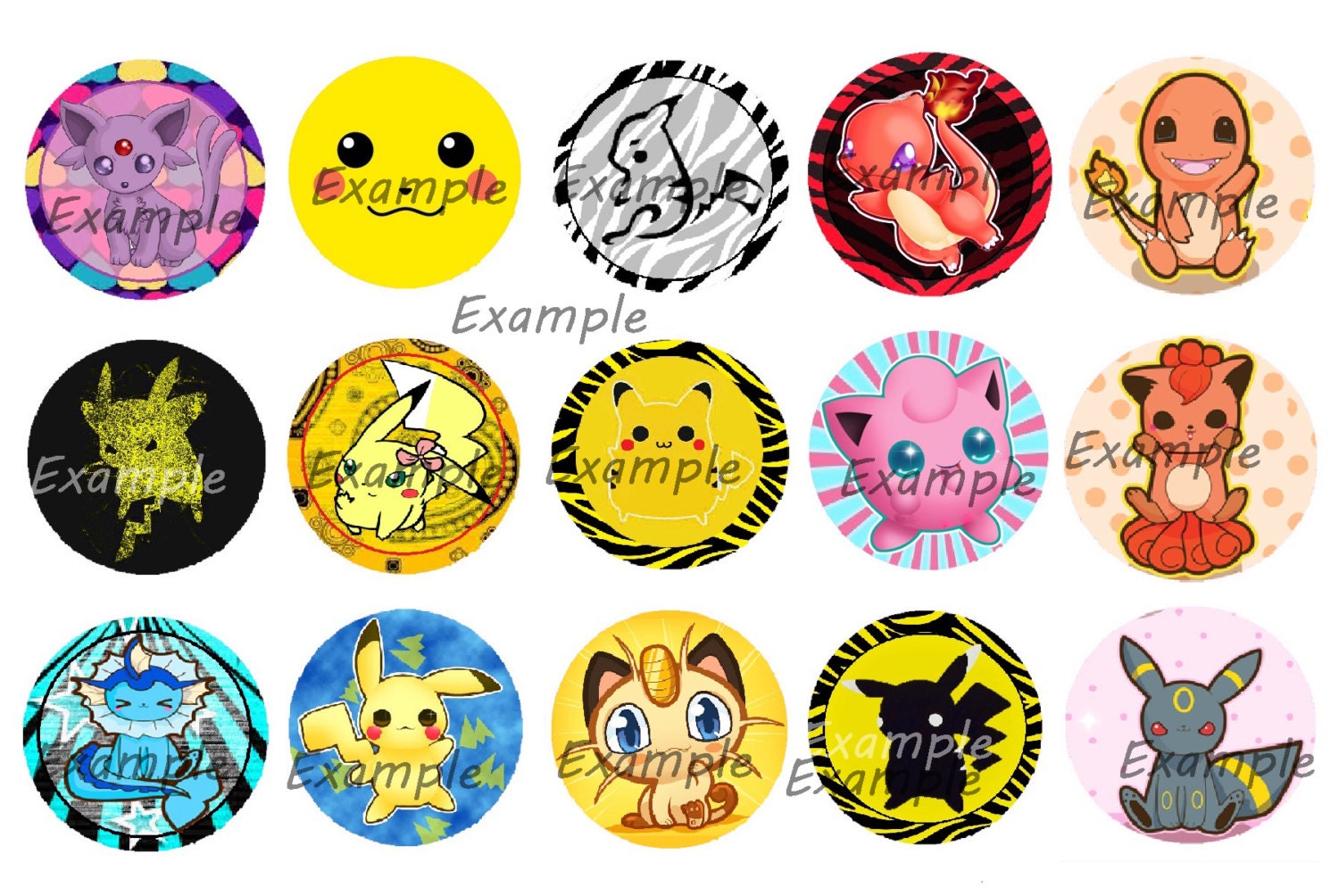 pokemon pikachu inspired round images. 4 by BottleCapShopInc