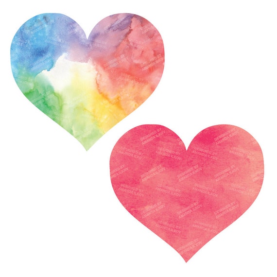 Download Hand Painted Bright Watercolor Hearts Clipart Watercolor