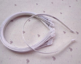 20pcs White Headband with satin 5mm Wide
