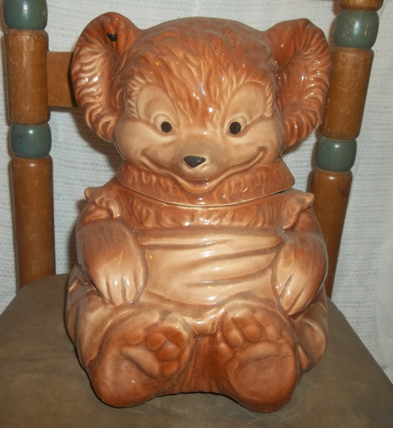 Teddy Bear Brush Cookie Jar 1950s