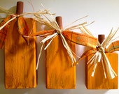 Wooden Pumpkins, Set of Three, Seasonal Decor - Original Design - Hand Painted - Made In USA