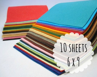 Wool Felt Sheets, 6 x 9 inches - Wool Blend Felt - Felt Fabric - Felt for Crafting - Choose 10 Colors