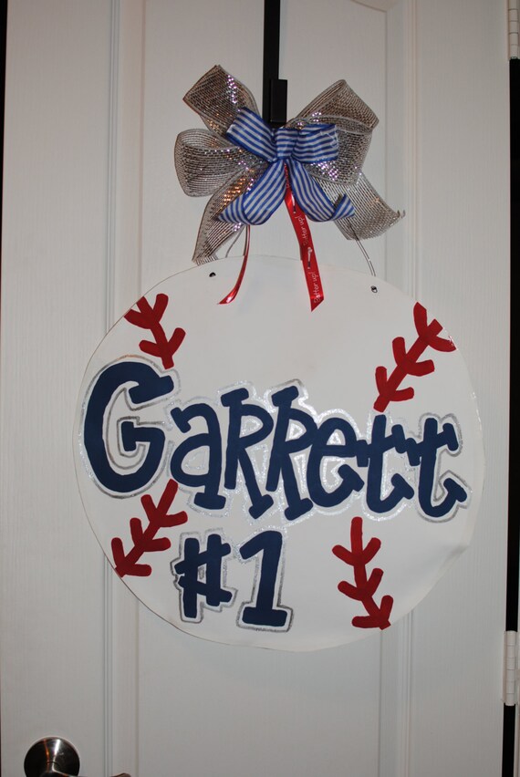 Customized Baseball Door Hanger Sports Decor Wreath