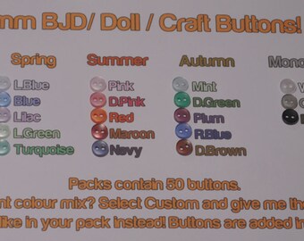 50 Tiny 6mm BJD / doll / Barbie / Monster High / scrapbooking craft translucent buttons! RESTOCKED