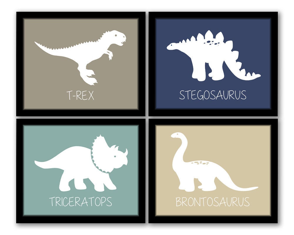 INSTANT DOWNLOAD Dinosaur Wall Art Set of 4 Nursery Art