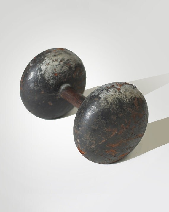 Antique Spaulding Wood Barbell by FLUXindy on Etsy