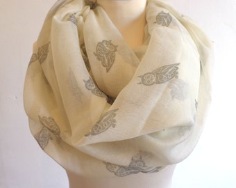 Infinity Scarf, Owl Scarf, Womens Scarf, Owl Infinity Scarves, Loop Scarf Woman, Infinity Loop Scarf, Infinity Scarf Woman