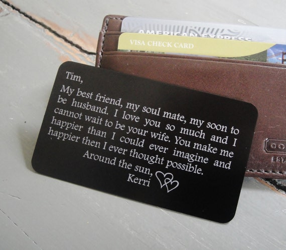 Engraved Wallet Insert Personalized Wallet Card by MessageMeThis
