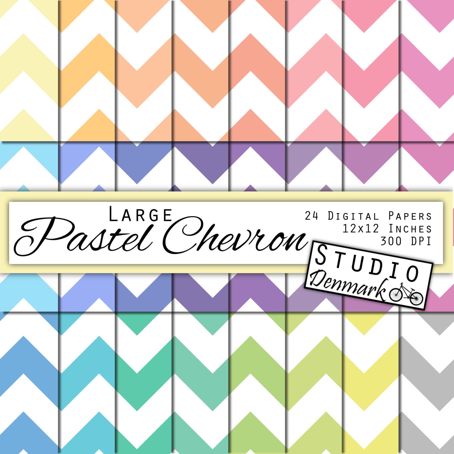 Pastel Chevron Digital Paper 12in x 12in 300 dpi jpg 24