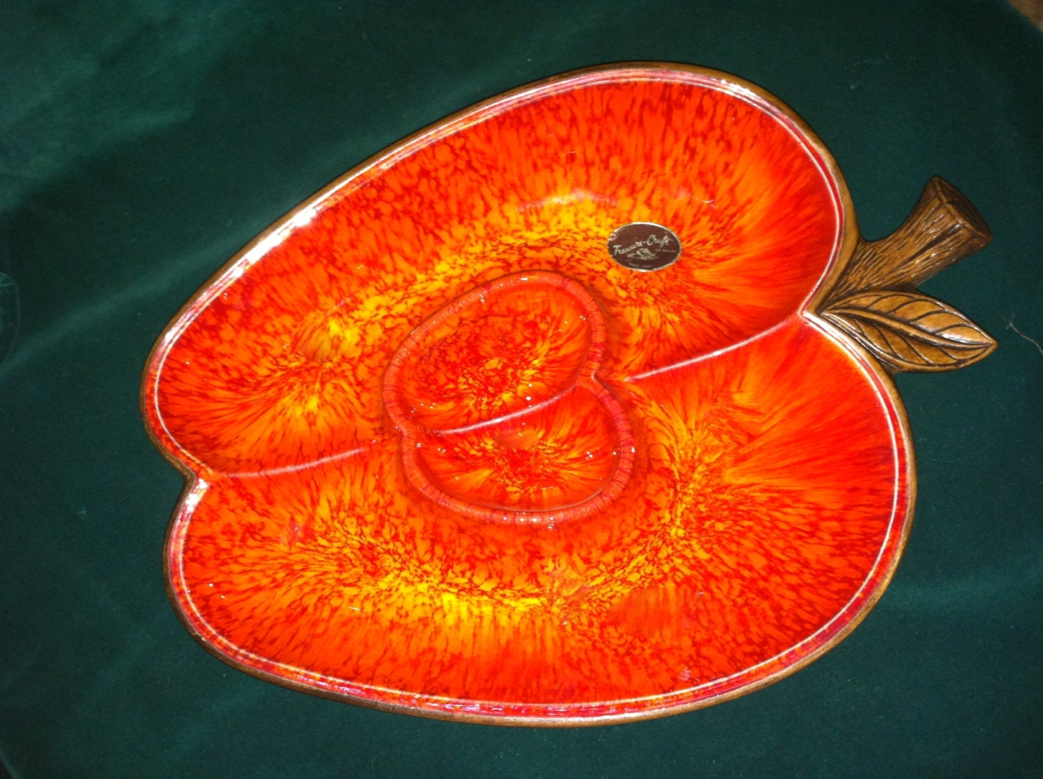 Chip and Dip Bowl Hawaiian Art Pottery by Treasure Craft Maui, Hawaii