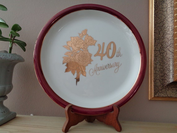 Vintage Ruby Anniversary  Plate 40th Wedding  by 