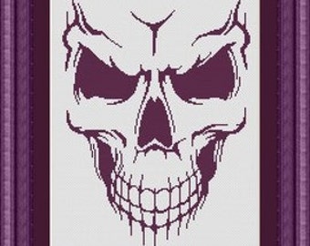 SKULL head / tete de mort - Counted cross stitch pattern /grille point de croix ,Cross Stitch PDF, Instant download