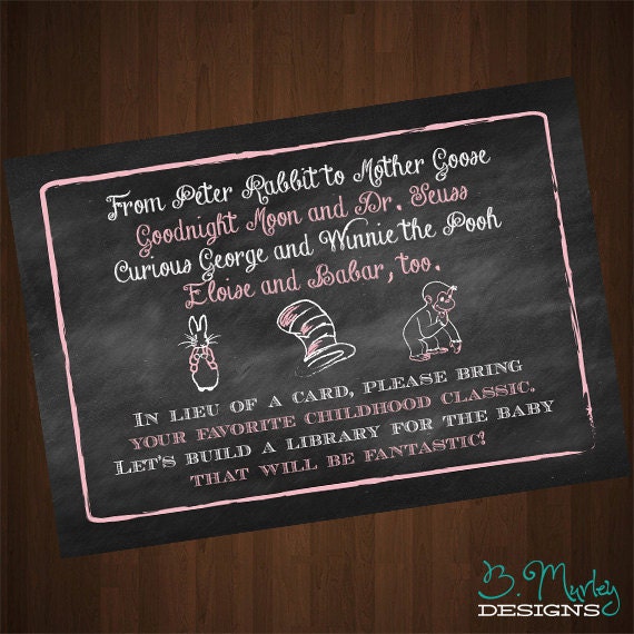 Baby Shower Book in Lieu of a Card Printable Insert