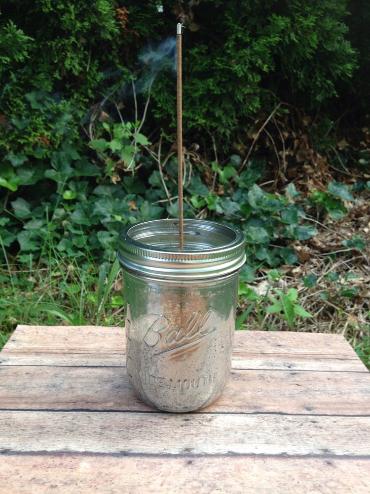 Faux Mercury Glass Ball Mason Jar Incense by WritingOnTheWallDsg