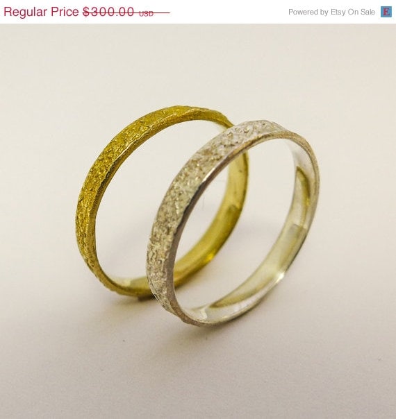 Rustic wedding  rings  set for men and women 14 by 