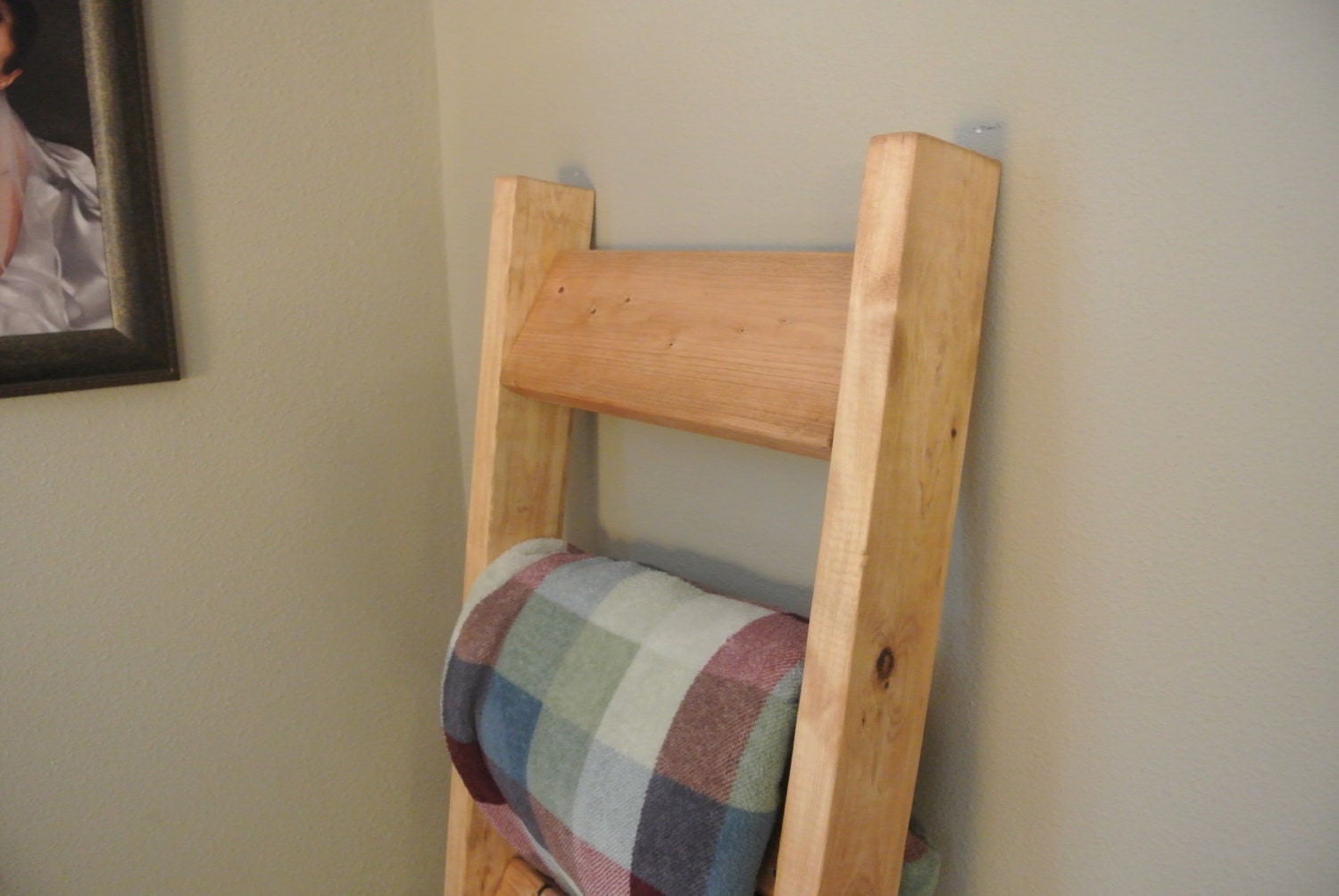 Cedar Wooden Blanket Ladder Rustic Country Decor Blanket