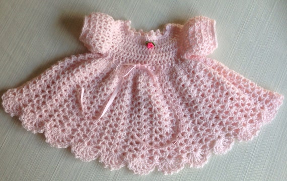 Newborn Crochet Baby Dress MARY PATTERN Updated Long sleeves