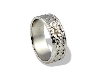 Popular items for flower wedding band on Etsy