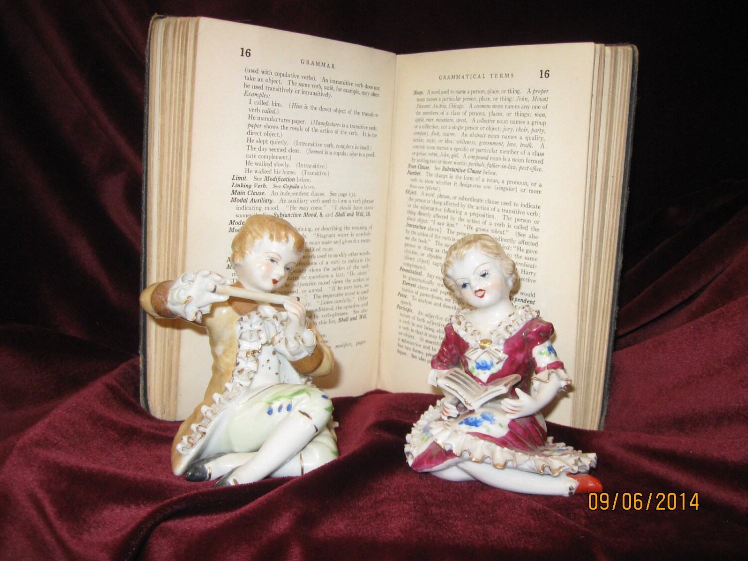 FIGURINE / Boy Playing Flute and Girl by UpYourAlleyAntiques
