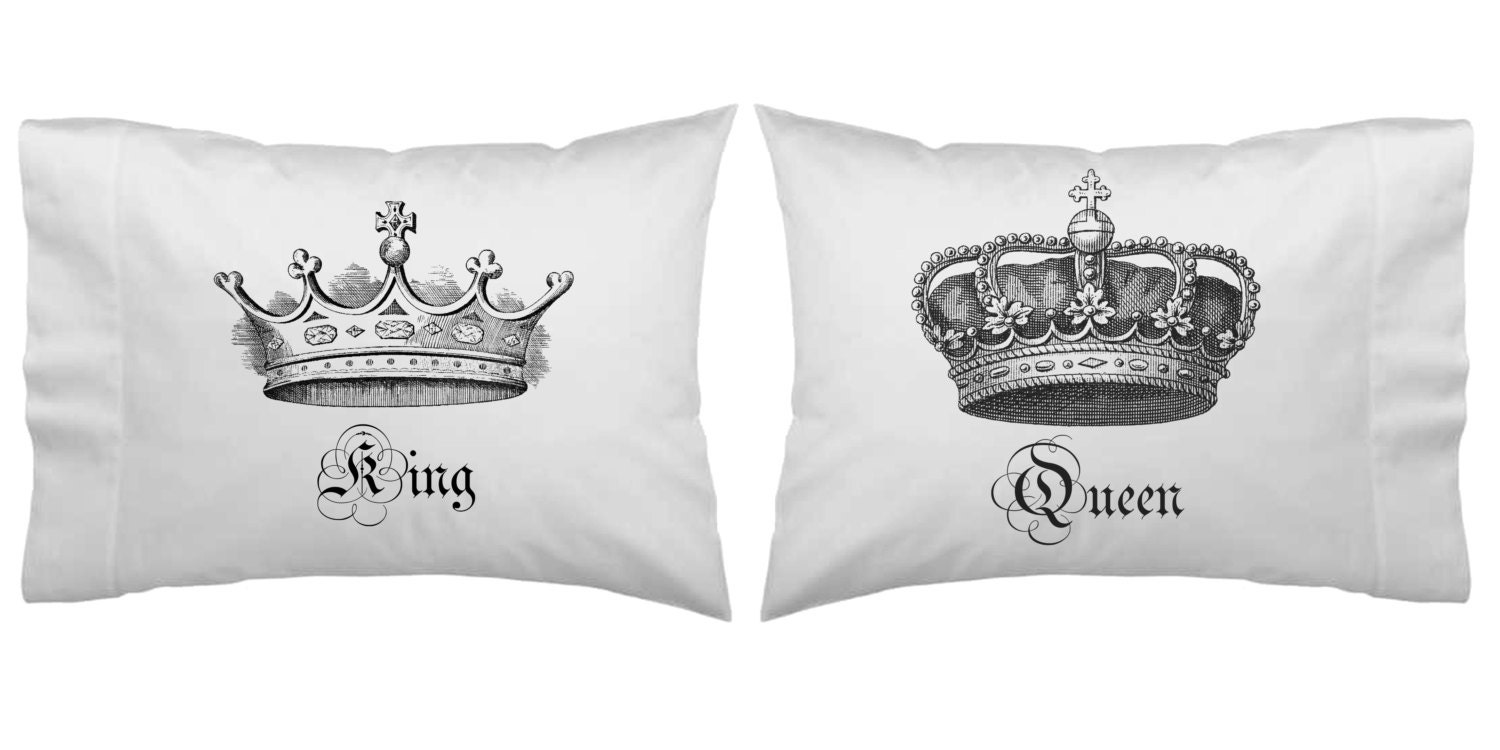 King and Queen pillow case set Wedding Gift Couples