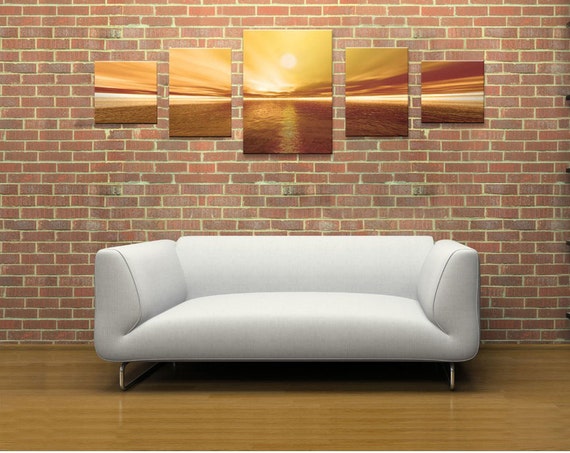 Sunset Amazing Canvas Wall Art Print 5 Stars Gift Startonight Brown Set of 5  Home and Kitchen Decor